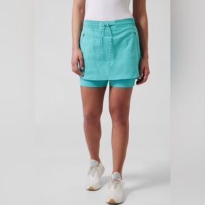 Athleta Trekkie Skort Sz 2 Built In Shorts Pockets Drawstrings MR Blue Aqua